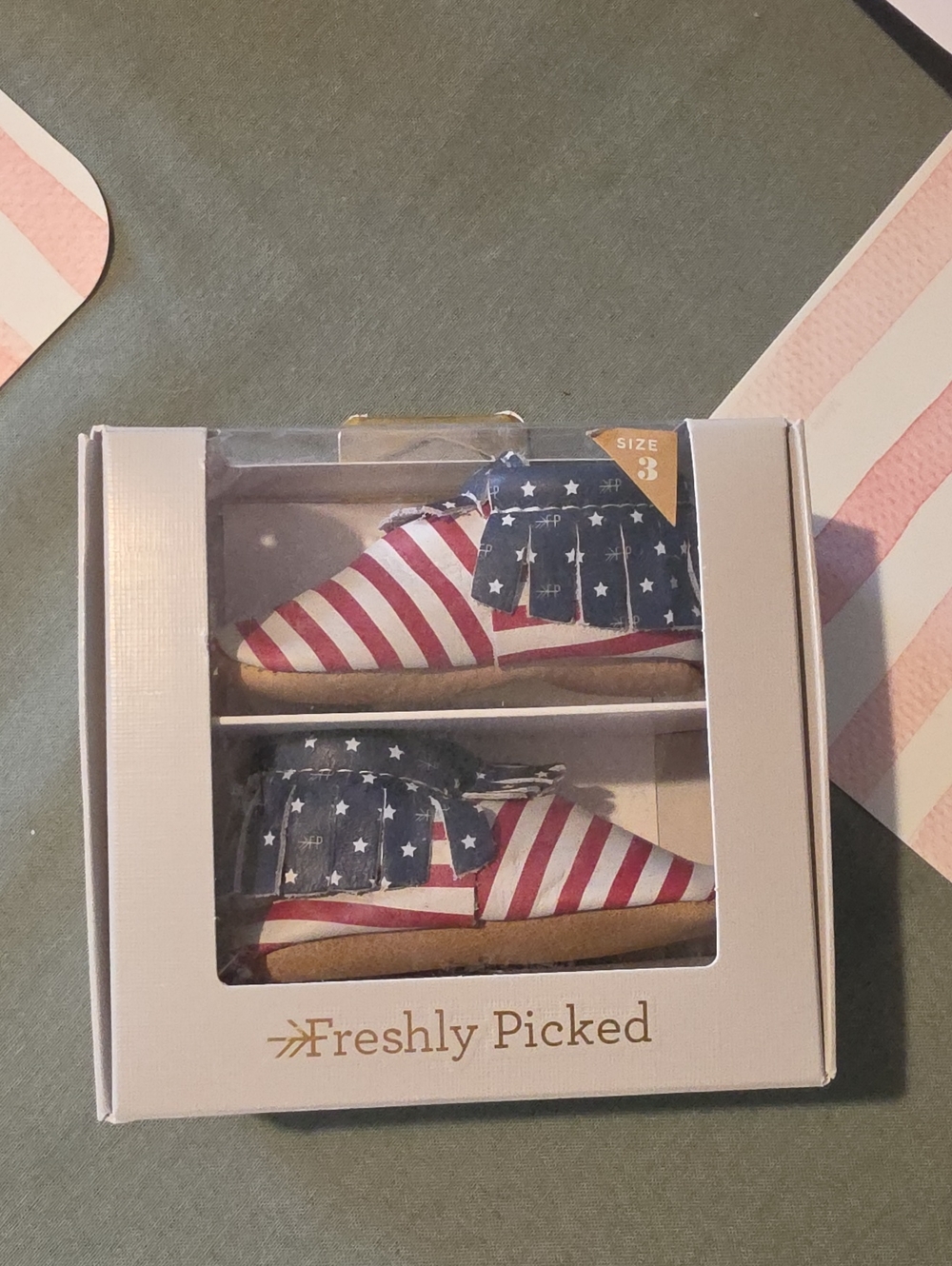 Freshly Picked Red, White & Blue Stars Moccasins